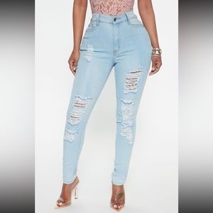 Tempe Distressed Fashion Nova Ripped Cotton Jeans